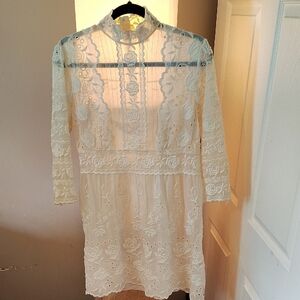 Marc Jacobs Cream Long Sleeve Sheath Dress